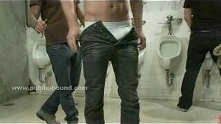 Gay boy humiliated and penetrated in public toilet group fetish sex video porn video